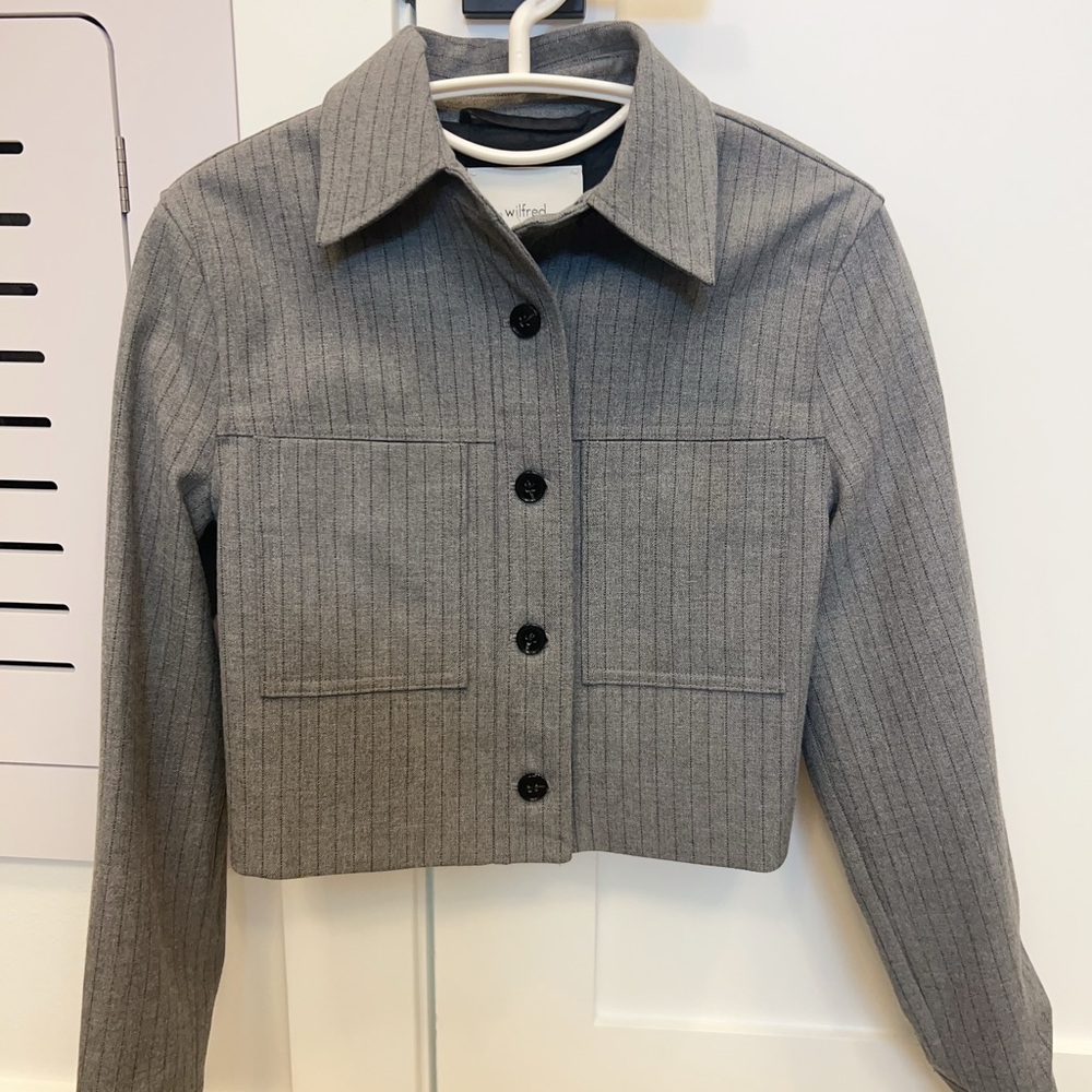 Wilfred Gray Pinstripe Cropped Blazer